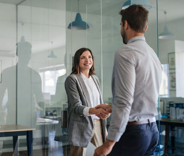 A women interviewing a man
