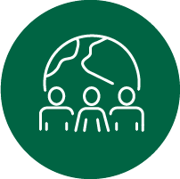 Accessible and Inclusive Icon with three people and a globe